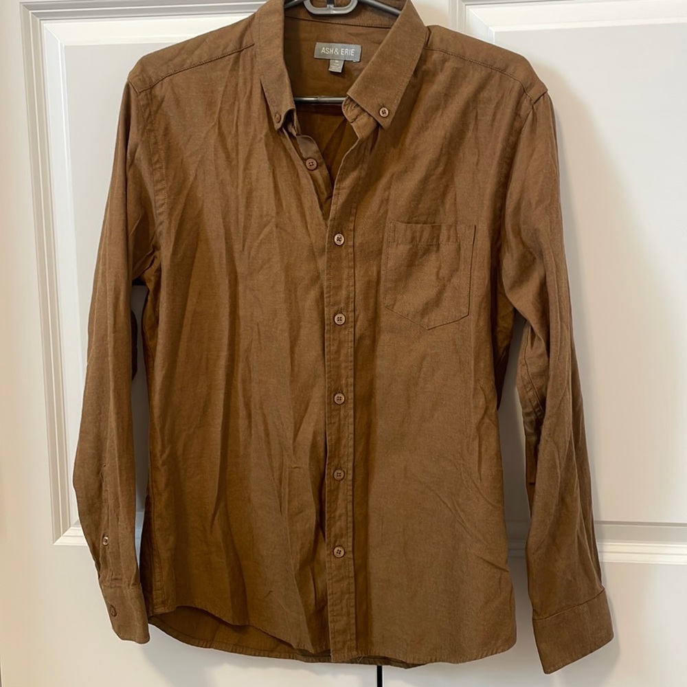 Ash & Erie brown button-up shirt